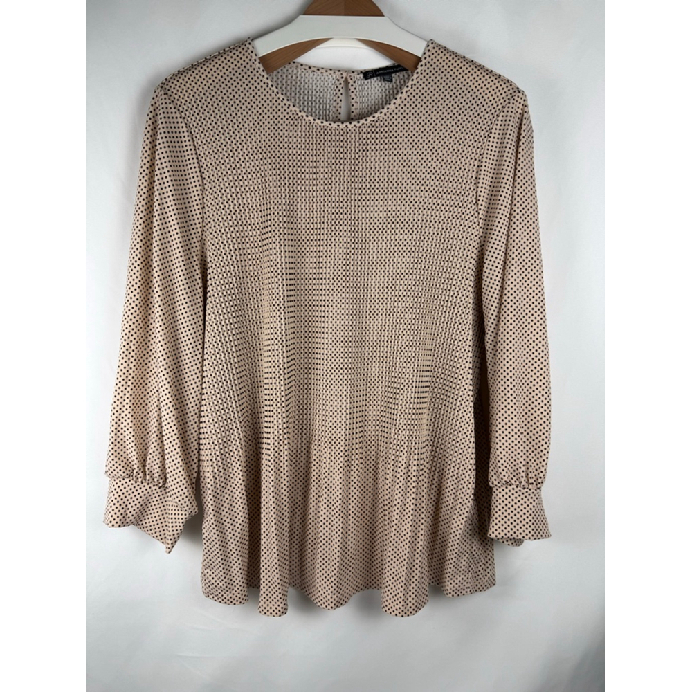 Women's Adrianna Papell Polka Dot Blouse Peachy-pink/Black Size XL